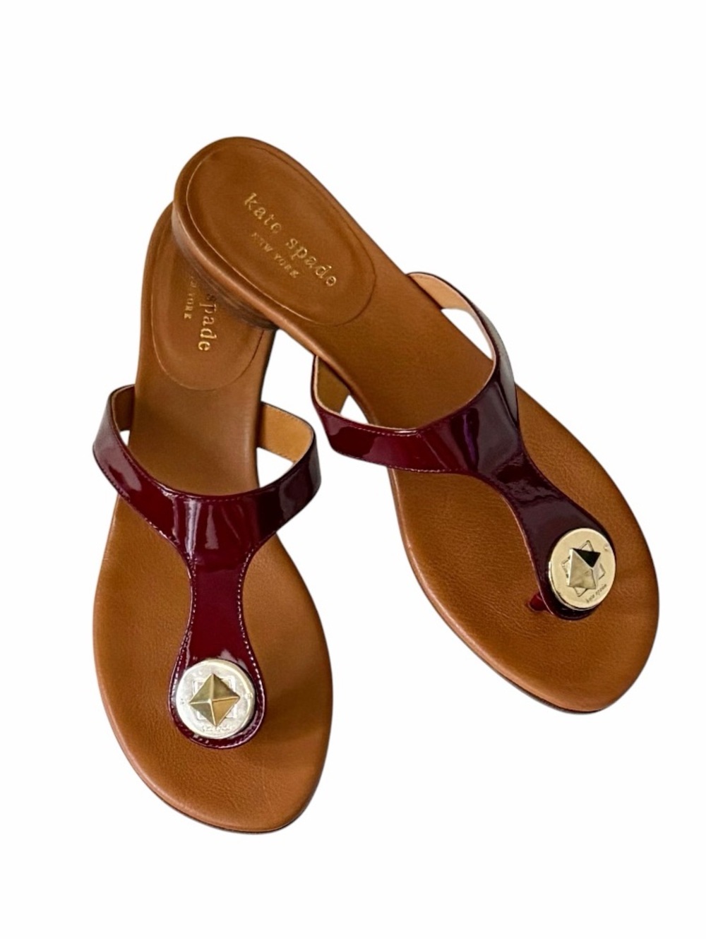 kate spade Ruby Red Patent Leather Frankie Thong Sandals Size 7.5